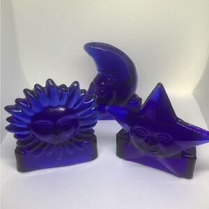 Blue Glass Candle Holders